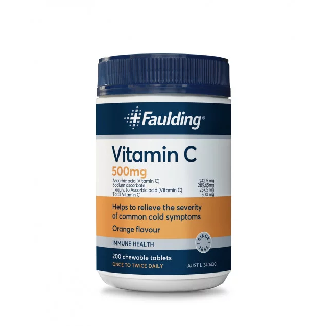 Faulding Remedies Vitamin C 500mg 200 Chewable Tablets