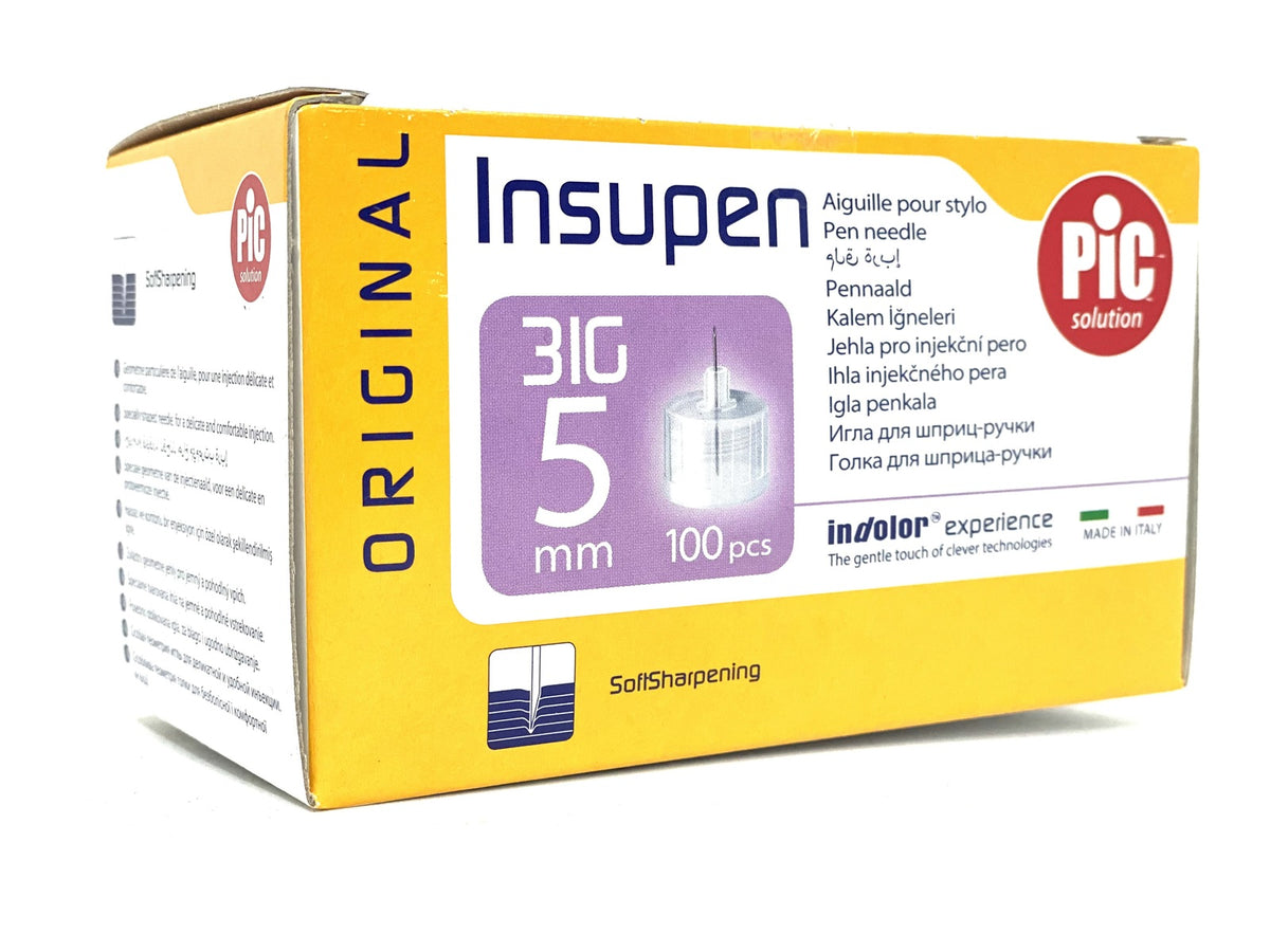 Insupen Pen Insulin Needle 31g 0.25mm 5mm 100 Pack