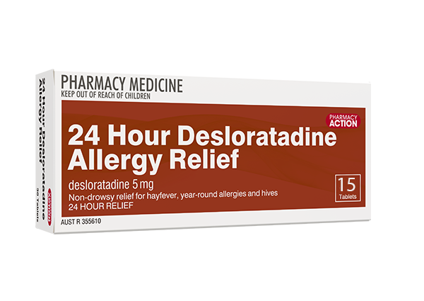 Pharmacy Action 24 Hour Desloratadine 5mg Allergy Relief 15 Tablets (Limit ONE per Order)