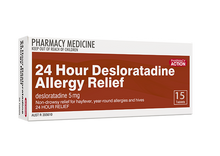 Load image into Gallery viewer, Pharmacy Action 24 Hour Desloratadine 5mg Allergy Relief 15 Tablets (Limit ONE per Order)