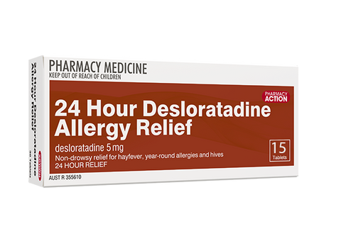 Pharmacy Action 24 Hour Desloratadine 5mg Allergy Relief 15 Tablets (Limit ONE per Order)