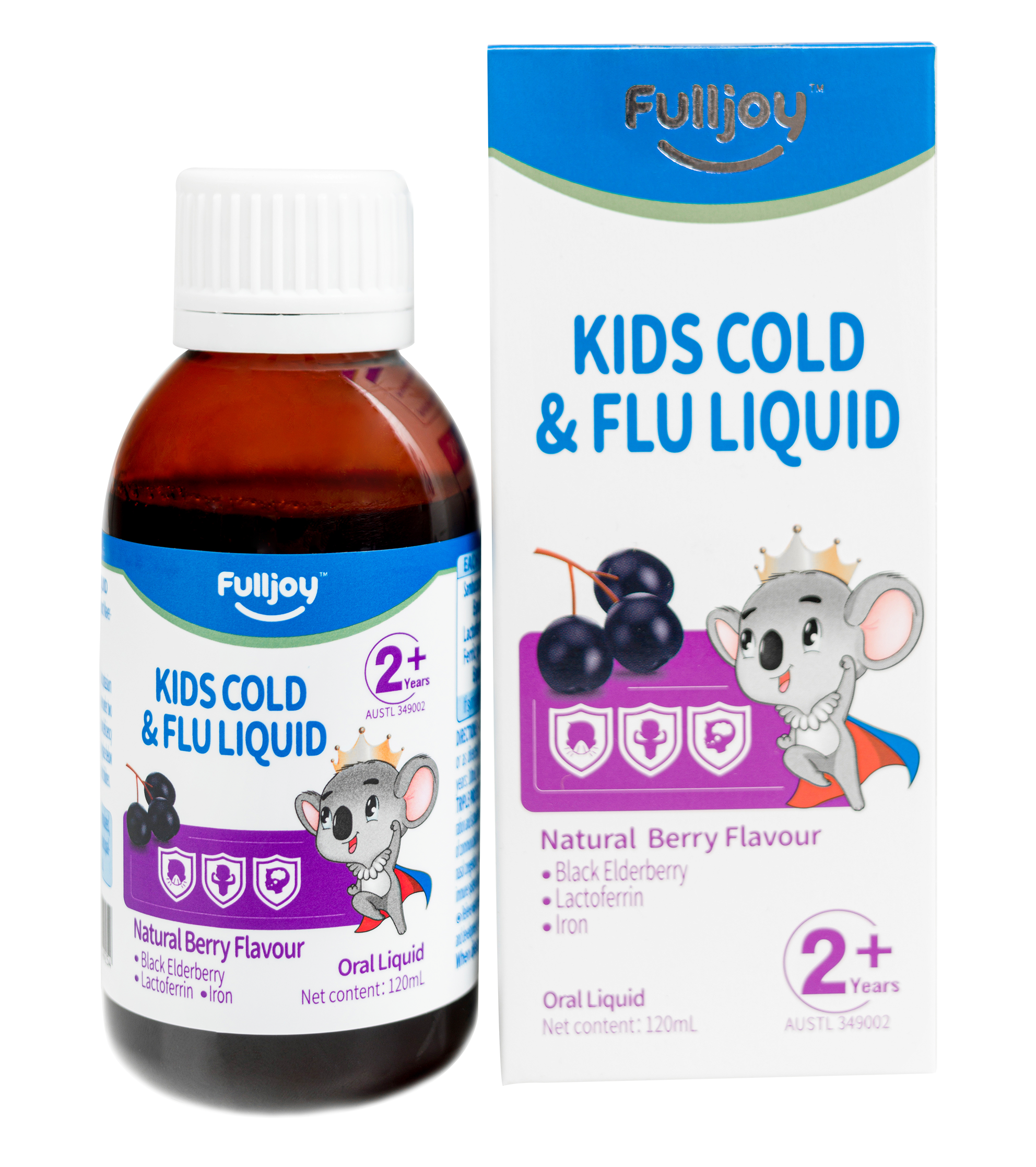 Fulljoy Kids 2+ Years Cold & FLu Natural Berry Flavour Oral Liquid 120mL