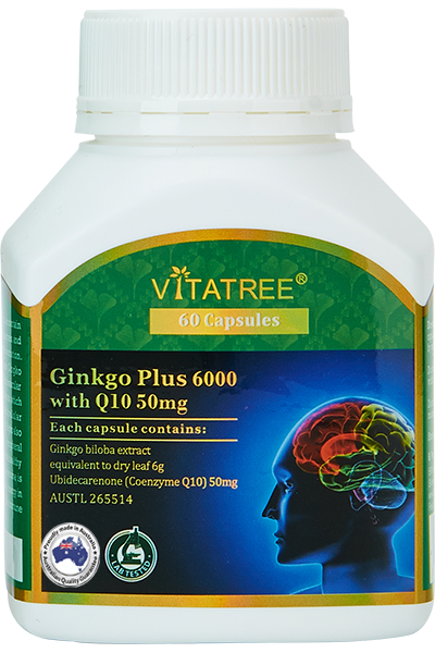 VITATREE Ginkgo Plus 6000 with Q10 50mg 60 Capsules