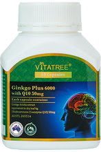 Load image into Gallery viewer, VITATREE Ginkgo Plus 6000 with Q10 50mg 60 Capsules