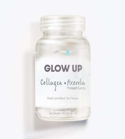 Phytologic Glow Up Collagen + Acerola Pressed Candy Peach and Black Tea Flavour 30 Chewable Candies
