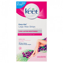 Load image into Gallery viewer, Veet Easy-Gel Cold Legs Wax Strips for Body &amp; Legs Normal Skin 40 Wax Strips