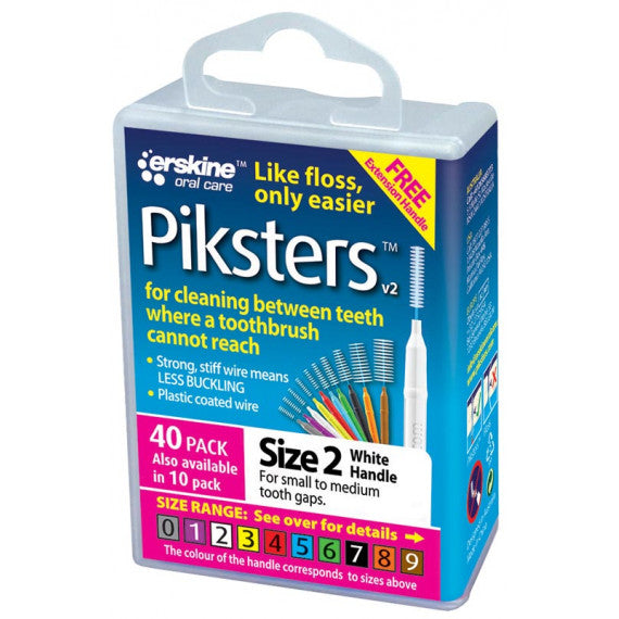 Piksters Interdental Brushes Size 2 White 40 Pack