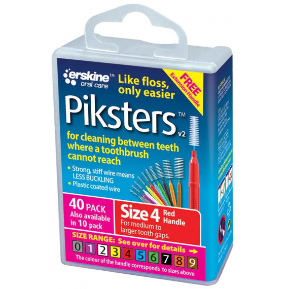 Piksters Interdental Brushes Size 4 Red 40 Pack