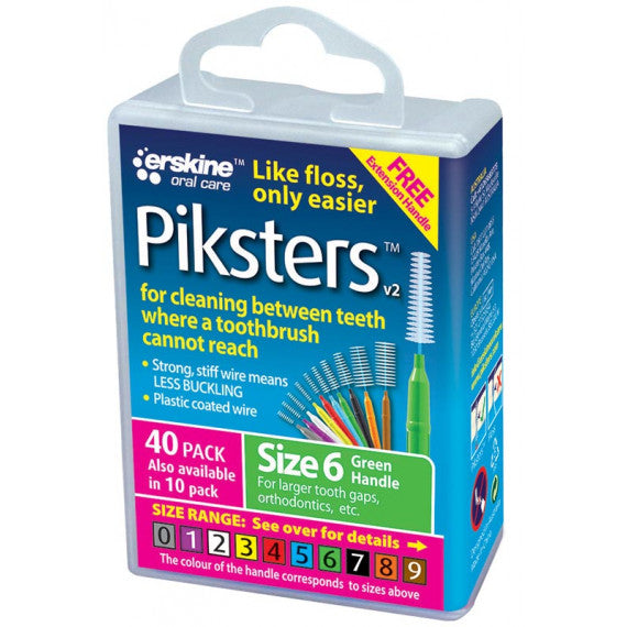 Piksters Interdental Brushes Size 6 Green 40 Pack