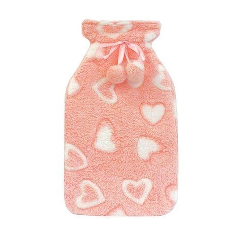 McGloins Hot Water Bottle with Heart & Stars Plush Cover (Assorted Designs Selected at Random)