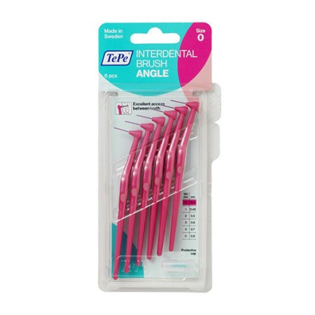 TePe Interdental Brush Angle Pink (ISO Size 0) 0.4mm 6 Pack