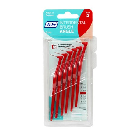 TePe Interdental Brush Angle Red (ISO Size 2) 0.5mm 6 Pack