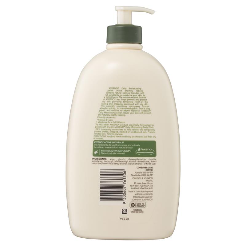 Aveeno Active Naturals Daily Moisturising Fragrance Free Body Lotion 1L