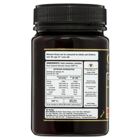 GO Healthy Manuka Honey UMF 8+ (MGO Healthy 185+) 500gm