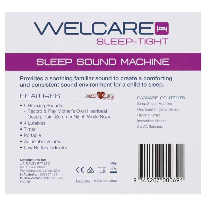 Welcare Sleep Tight Sleep Sound Machine - Plays Mother's Own Heartbeat WSS 100