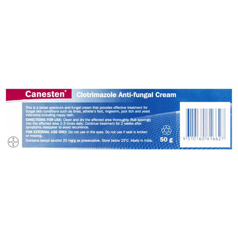 Canesten Anti-fungal 1% Clotrimazole Cream 50g Topical (Limit ONE per Order)