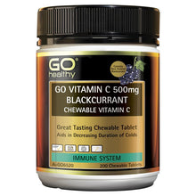 Load image into Gallery viewer, GO Healthy Vitamin C 500mg Blackcurrant 200 Chewable Tablets