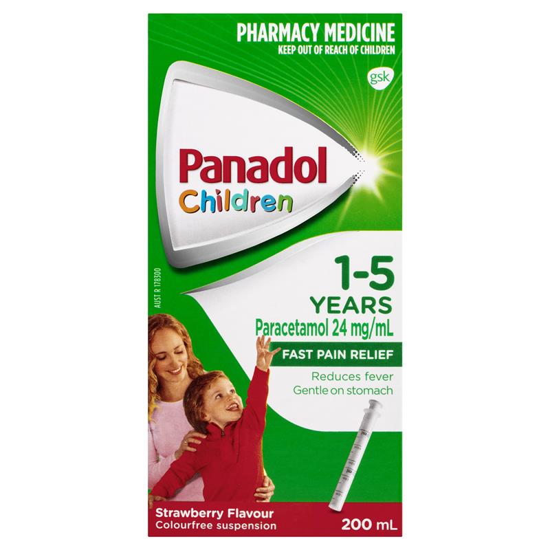 Panadol Children 1-5 Years Suspension Fever & Pain Relief Strawberry Flavour 200mL (Limit of ONE per Order)