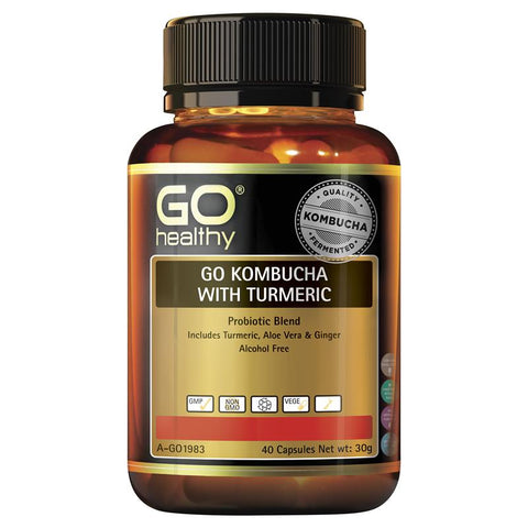 GO Healthy Kombucha with Turmeric 12B 1 A Day 40 Vege Capsules