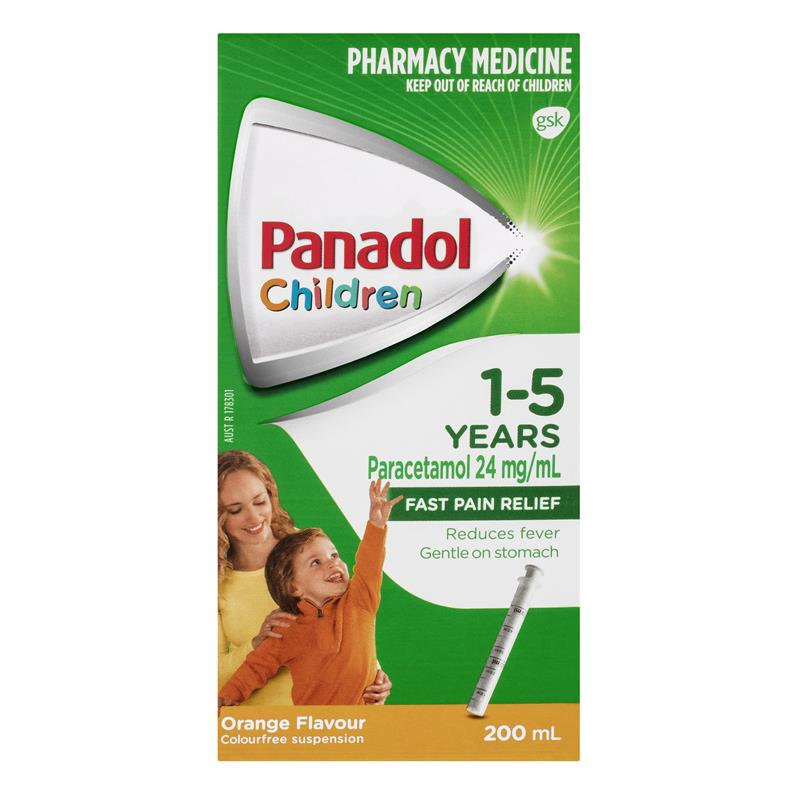 Panadol Children 1-5 Years Suspension Fever & Pain Relief Orange Flavour 200mL (Limit ONE per Order)
