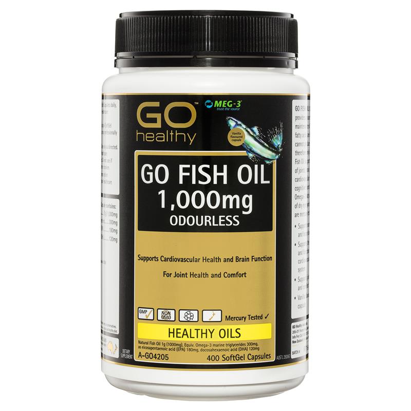 GO Healthy Fish Oil 1000mg Odourless 400 Softgel Capsules