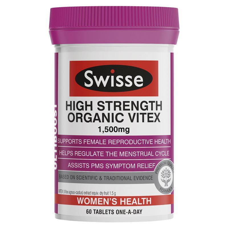 SWISSE Ultiboost High Strength Organic Vitex Agnus 1500mg 60 Tablets