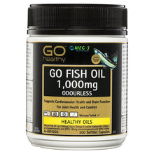Load image into Gallery viewer, GO Healthy Fish Oil 1000mg Odourless 200 Softgel Capsules