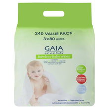Load image into Gallery viewer, Gaia Natural Baby Bamboo Wipes 240 Wipes