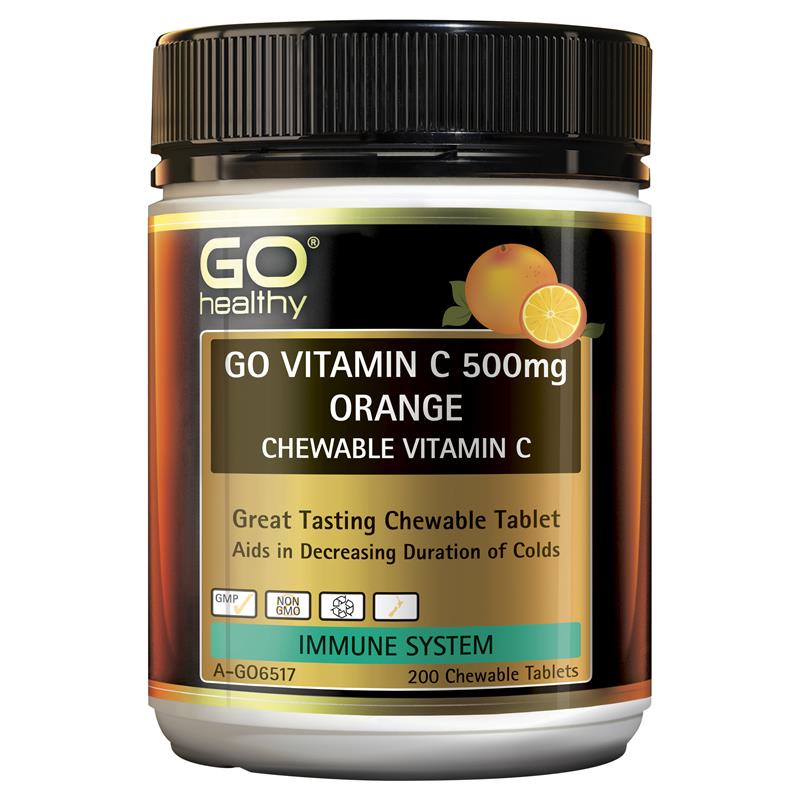 GO Healthy Vitamin C 500mg Orange 200 Chewable Tabets