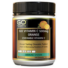 Load image into Gallery viewer, GO Healthy Vitamin C 500mg Orange 200 Chewable Tabets