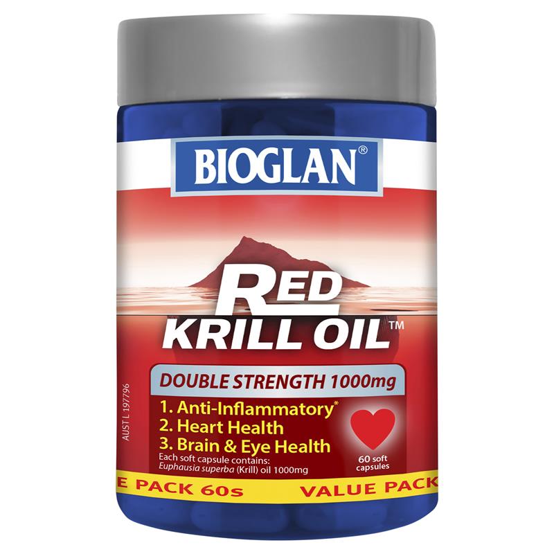 Bioglan Red Krill Oil Double Strength 1000mg 60 Soft Capsules