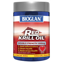 Load image into Gallery viewer, Bioglan Red Krill Oil Double Strength 1000mg 60 Soft Capsules