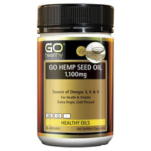 Load image into Gallery viewer, GO Healthy Hemp Seed Oil 1100mg 100 Softgel Capsules