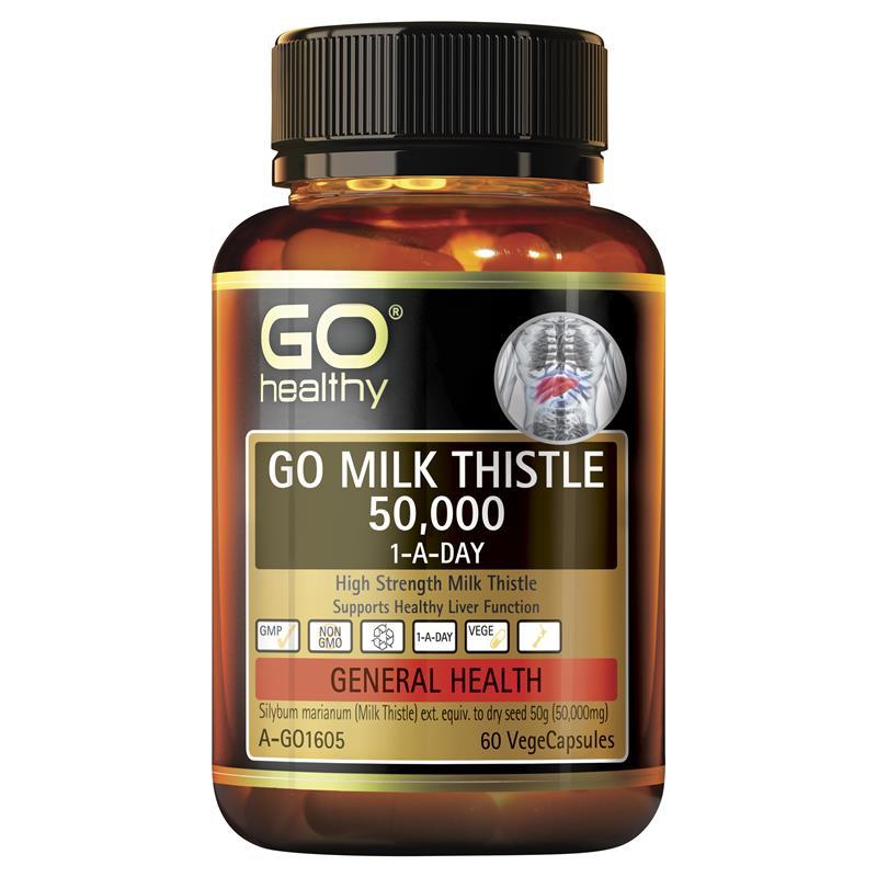 GO Healthy Milk Thistle 50000mg 1-A-Day 60 Vege Capsules