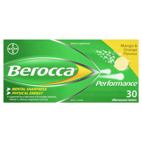 Berocca Energy Vitamin Mango & Orange Effervescent Tablet 30 Pack