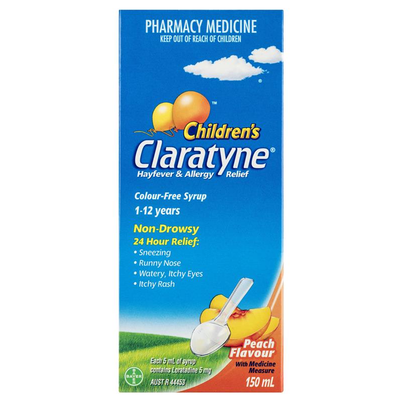 Claratyne Children's Hayfever & Allergy Relief Antihistamine Peach Flavoured Syrup 150mL (Limit ONE per Order)