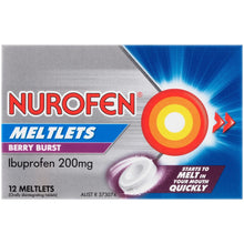 Load image into Gallery viewer, Nurofen Meltlets Pain Relief Berry Burst 200mg Ibuprofen 12 Pack