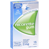 Nicorette Quit Smoking Regular Strength Icy Mint Chewing Gum 2mg 15 Pieces