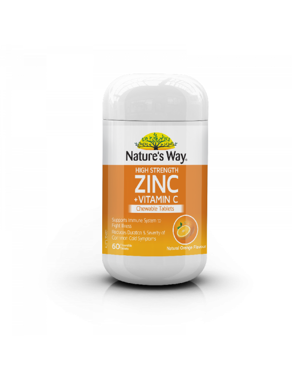 Nature's Way High Strength Zinc + Vitamin C Chewable 60 Tablets