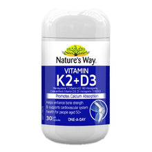 Load image into Gallery viewer, Nature&#39;s Way Vitamin K2 + D3 30 Capsules