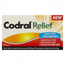 Load image into Gallery viewer, Codral Relief Cold &amp; Flu Decongestant 20 Tablets