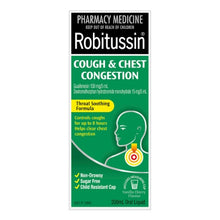 Load image into Gallery viewer, Robitussin Cough &amp; Chest Congestion Liquid 200mL (Limit ONE per Order)