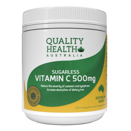 Quality Health Sugarless Vitamin C 500mg 200 Chewable Tablets