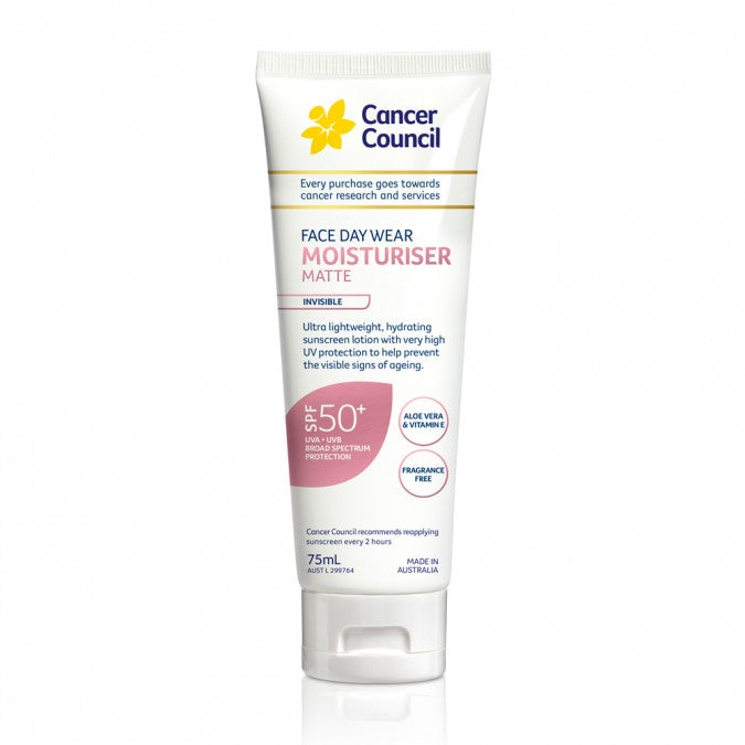 Cancer Council Face Day Wear Moisturiser Matte SPF 50+ Invisible 75mL