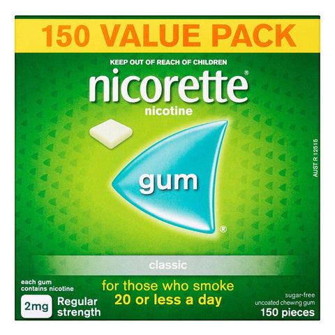 Nicorette Quit Smoking Nicotine Gum 2Mg Classic 150 Pieces