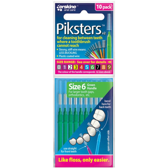 Piksters Interdental Brushes Size 6 Green 10 Pack