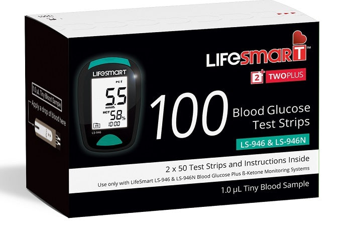 LifeSmart 2TwoPlus Blood Glucose Test Strips (LS-946 & LS-946N) 100