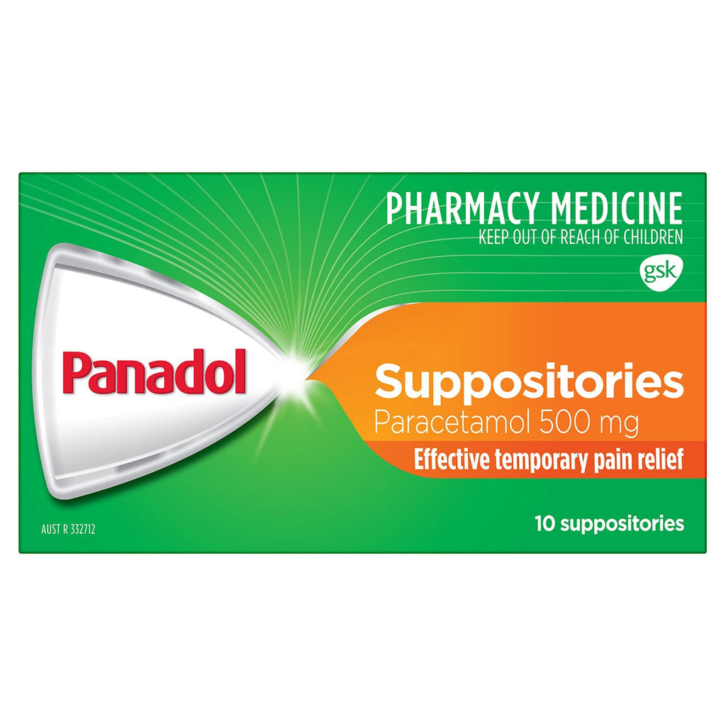 Panadol Suppositories Paracetamol 500mg 10 Suppositories (LIMIT of ONE per Order)