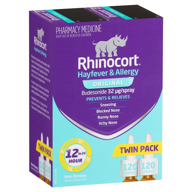 Rhinocort Hayfever & Allergy Original 32mcg Nasal Spray Twin Pack 2 x 120 doses (LIMIT of ONE per Order)