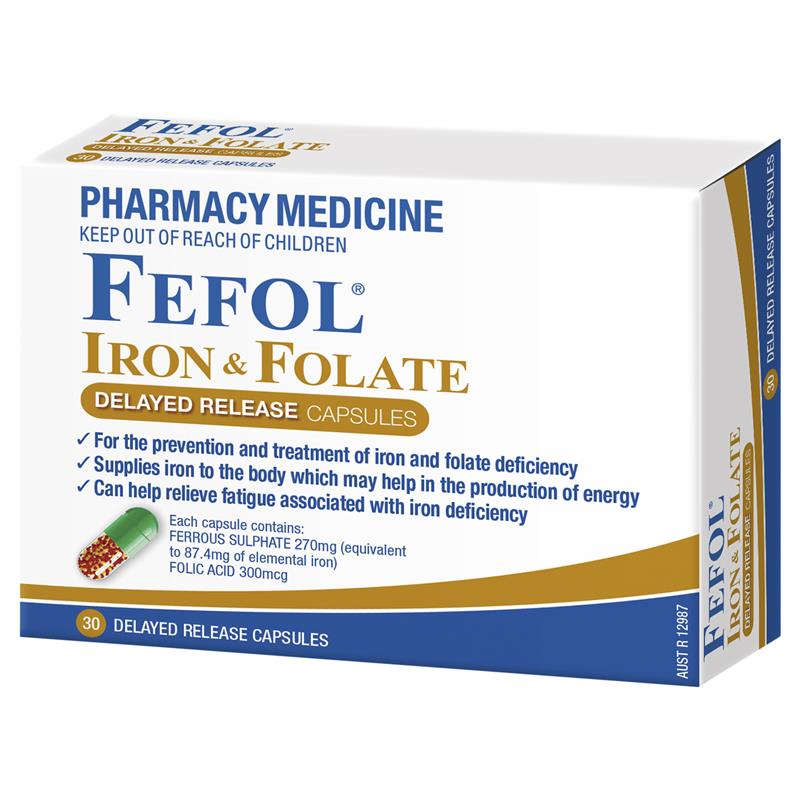 Fefol Iron & Folate Supplement 30 Capsules (Limit ONE per Order)